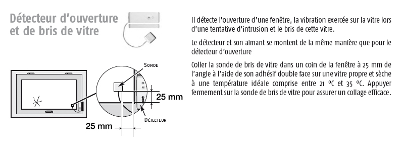 Fiche install détecteur d'ouverture bris de vitre