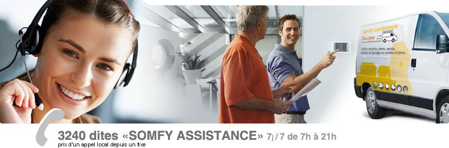 3240 dites SOMFY ASSISTANCE, 7j/7 de 7h &agrave; 21h